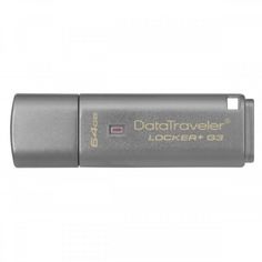 Акція на Накопитель USB 3.0 KINGSTON DT Locker+ G3 64GB Metal Silver Security (DTLPG3/64GB) від MOYO
