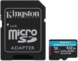 Акция на Карта памяти Kingston microSDXC 512GB Canvas Go Plus 170R A2 U3 V30 + Адаптер (SDCG3/512GB) от MOYO