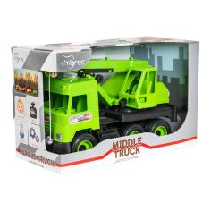 Акція на Машинка Tigres Middle truck Кран зелений в коробці (39483) від Будинок іграшок