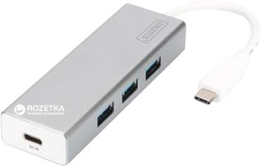 Акція на Переходник Digitus USB Type-C - 3xUSB 3.0 + функция ЗУ (DA-70242) від Rozetka UA