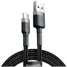 Акция на Кабель Baseus Cafule Cable USB for Type-C 3A 1 м Gray/Black (CATKLF-BG1) от Rozetka UA