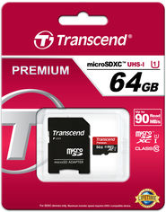 Акція на Transcend microSDXC 64GB Class 10 UHS-I Premium (TS64GUSDU1) + SD-adapter від Rozetka UA