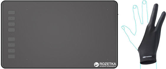 Акція на Графический планшет Huion Inspiroy H950P с перчаткой від Rozetka UA