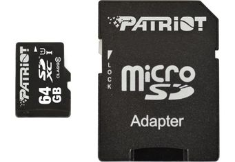 Акція на Карта памяти Patriot microSDXC 64GB Class 10 UHS-I LX + SD адаптер від MOYO