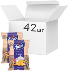 Акція на Упаковка чипсов Люкс со вкусом сметаны и лука 71 г x 42 шт (7622210234735) від Rozetka UA