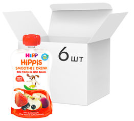 Акція на Упаковка фруктового смузи HiPP органического HiPPiS Красные ягоды с яблоком та бананом 6 шт х 120 г (4062300310483) від Rozetka UA