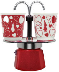 Акція на Гейзерная кофеварка Bialetti Mini 120 мл + 2 стакана Красный (6380) від Rozetka UA