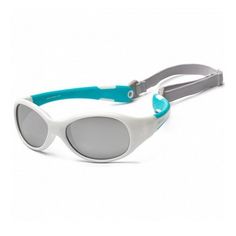 Акція на Детские солнцезащитные очки Koolsun KS-FLWA000 бело-бирюзовые 0+ (KS-FLWA000) від MOYO