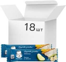Акция на Упаковка фруктово-злаковых батончиков Gerber с бананом и яблоком для детей с 12 месяцев 25 г х 18 шт (7613287127815) от Rozetka