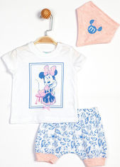 Акція на Комлпект (футболка + шорты + косынка) Disney Minnie Mouse MN13929 68-74 см Бело-розовый с синим (8691109716453) від Rozetka UA