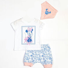 Акція на Комплект (футболка + шорты + косынка) Disney Minnie Mouse MN13929 86-92 см Бело-розовый с синим (8691109716446) від Rozetka UA