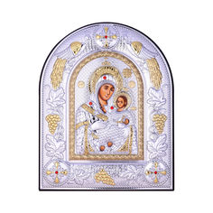 Акция на Посеребренная икона Богородица Казанская на подставке с красными кристаллами Swarovski 000131799 000131799 от Zlato