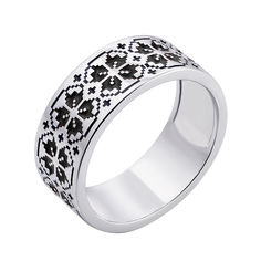 Акция на Серебряное кольцо с черной эмалью 000133338 000133338 18.5 размера от Zlato