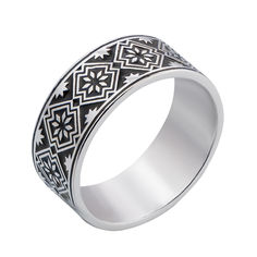 Акция на Серебряное кольцо с черной эмалью 000133287 000133287 17.5 размера от Zlato
