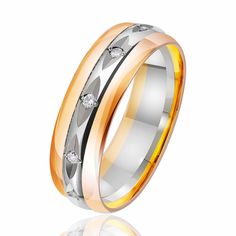 Акция на Обручальное кольцо с бриллиантами по кругу, комбинированное золото, КОА7088 Eurogold от Eurogold