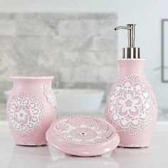 Акція на Набор аксессуаров в ванную 3 предмета Doreen pink Irya розовый від Podushka