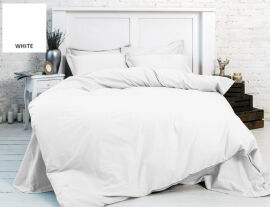 Акція на Однотонное постельное белье MirSon бязь White 11-2107 белое Полуторный комплект від Podushka