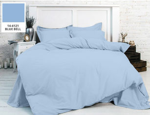 Акция на Однотонное постельное белье MirSon бязь Blanco 14-4121 голубое Полуторный комплект от Podushka