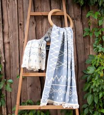 Акція на Полотенце пляжное Barine Kilim denim 90х160 см від Podushka
