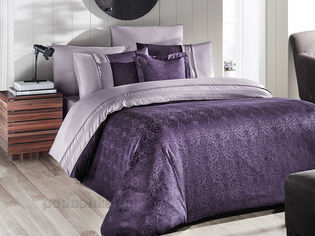 Акція на Постельное белье First choice VIP Moonlight satin London mor Двуспальный евро комплект від Podushka