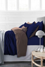 Акция на Комплект постельного белья MirSon 0211+4052 Azure Коричневый и Темно-синий Двуспальный евро комплект от Podushka