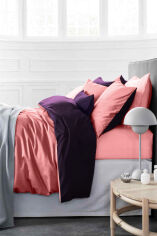 Акция на Комплект постельного белья MirSon 0132+3220 Pion Розовый и Фиолетовый Двуспальный евро комплект от Podushka