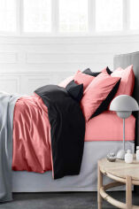 Акция на Комплект постельного белья MirSon 0132+0055 Sunset  Розовый и Черный Полуторный комплект от Podushka