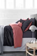 Акция на Комплект постельного белья MirSon 0132+0240 Montane розовый и темно-серый Полуторный комплект от Podushka