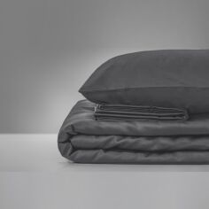 Акция на Комплект постельного белья MirSon сатин 0240 Iron grey Двуспальный евро комплект от Podushka