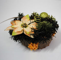 Акция на Декоративный подсвечник на деревянном бруске Лоза и Керамика 11-40404 персиковый цветок от Podushka