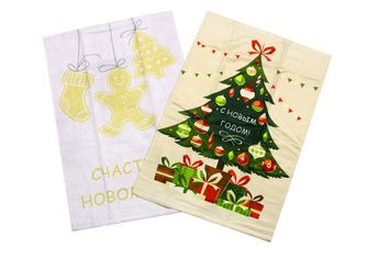 Акція на Набор кухонных полотенец Hobby New Year V7 40х60 2 шт 40х60 см від Podushka