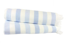Акция на Пляжное махровое полотенце Hobby Stripe Peshtemal голубое 70х140 см от Podushka