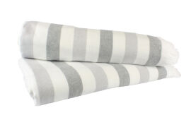 Акция на Пляжное махровое полотенце Hobby Stripe Peshtemal серое 70х140 см от Podushka