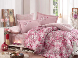Акція на Постельное белье Hobby Exclusive Sateen Romina розовое Двуспальный евро комплект від Podushka