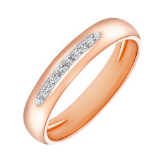 Акція на Обручальное кольцо из красного золота с бриллиантами 000103660 000103660 18.5 размера від Zlato