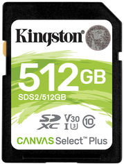 Акція на Kingston SDXC 512GB Canvas Select Plus Class 10 UHS-I U3 V30 (SDS2/512GB) від Rozetka UA