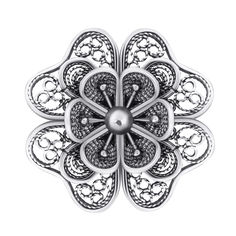 Акція на Серебряная брошка Ажурный цветок с чернением 000095545 від Zlato