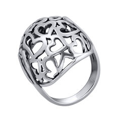 Акція на Серебряное ажурное кольцо Любимое в форме полусферы 000079952 16.5 размера від Zlato