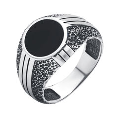Акция на Серебряный перстень Динамика с черной эмалью и чернением 000116602 19.5 размера от Zlato