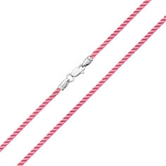 Акция на Розовый крученый шелковый шнурок Милан с серебряным замком, 2мм 000078899 40 размера от Zlato