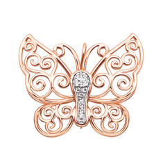 Акция на Золотая брошь Ажурная бабочка в комбинированном цвете с фианитами 000124331 от Zlato