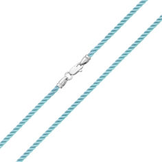 Акція на Бирюзовый крученый шелковый шнурок Милан с серебряным замком, 2мм 000078898 40 размера від Zlato