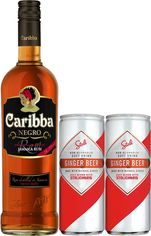 Акция на Коктейль Тьма и буря: Ром Caribba Negro 1 л 37.5% + безалкогольный напиток Stoli Ginger Beer 0.25 л х 2 банки (4740050320203) от Rozetka UA