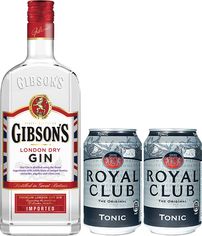 Акція на Коктейль Джин-тоник: Джин Gibson's London Dry 0.7 л 37.5% + безалкогольный газированный напиток Royal Club Тоник ж/б 0.33 л х 2 банки (3147690152019) від Rozetka UA