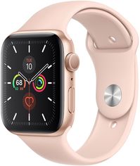 Акція на Смарт-часы Apple Watch Series 5 GPS 44mm Gold Aluminium Case with Pink Sand Sport Band (MWVE2UL/A) від Rozetka UA