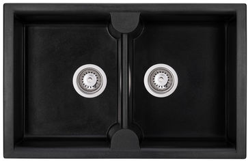 Акция на Кухонная мойка GRANADO Cordoba black shine (1 201) + сифон двойной для кухонной мойки Nova от Rozetka UA