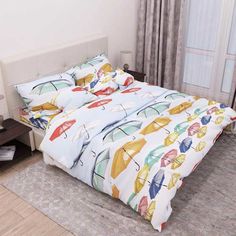 Акция на Комплект постельного белья из бязи Руно 4114 Зонтики Двуспальный евро комплект от Podushka