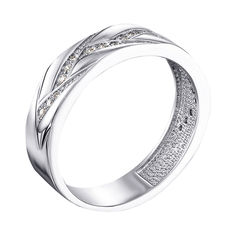 Акція на Обручальное кольцо из белого золота с бриллиантами 000138811 000138811 16 размера від Zlato