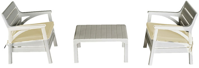 Акція на Набор мебели Irak Plastik Барселона (2 кресла + столик) Белый (7029kmd) від Rozetka UA