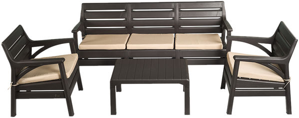 Акция на Набор мебели Irak Plastik Гавайи (2 кресла + скамейка + столик) Тёмно-коричневый (7033kmd) от Rozetka UA